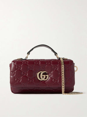 Fioure GG Milano Small Top Handle Bag — Signature Monogram in Red & Black-Gold