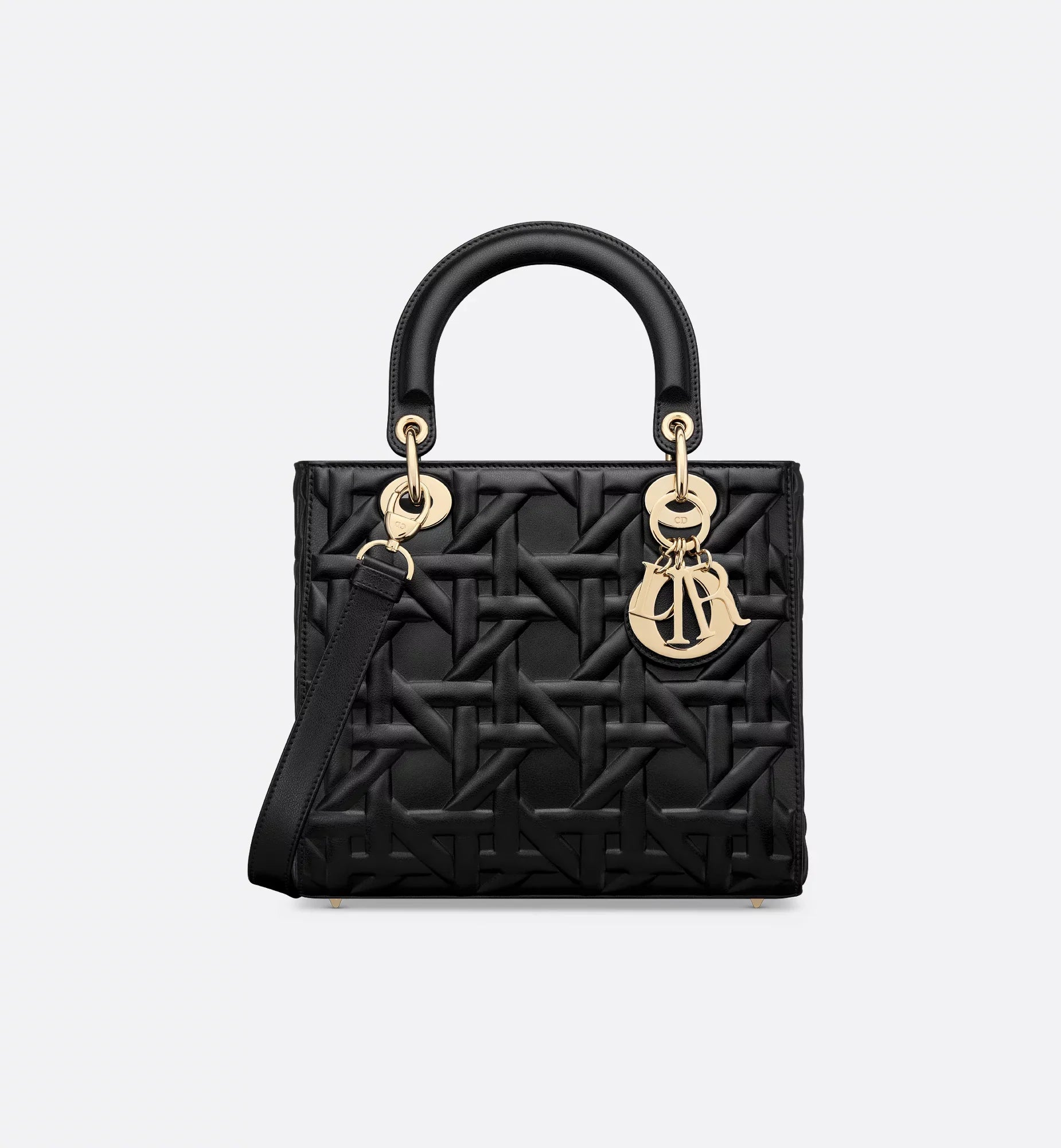 Medium Lady Christian Dior Bag in black Cannage lambskin.