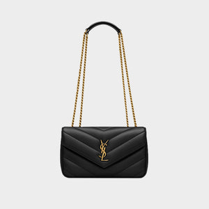Fioure Loulou Quilted Leather Envelope Bag — YSL Logo & Gold Chain Strap