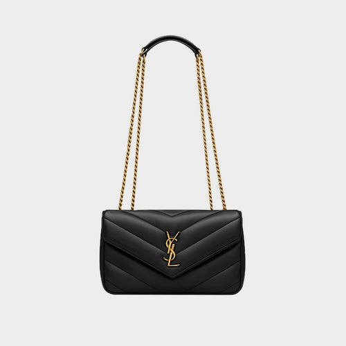 Fioure Loulou Quilted Leather Envelope Bag — YSL Logo & Gold Chain Strap