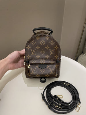 Fioure Monogram Canvas Mini Backpack — Palm Springs Style with Adjustable Straps