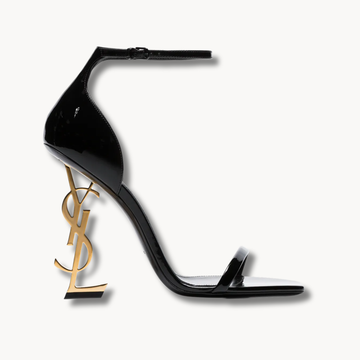 Opyum YSL Logo-Heel Sandals with Golden Hardware