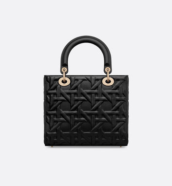 Medium Lady Christian Dior Bag in black Cannage lambskin.