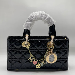 Fioure Aesthetic Quilted Patent Tote Bag