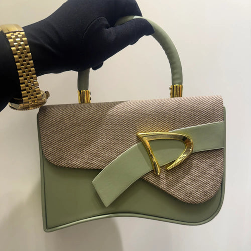 Curved Base Dual-Texture Cross Body Bag