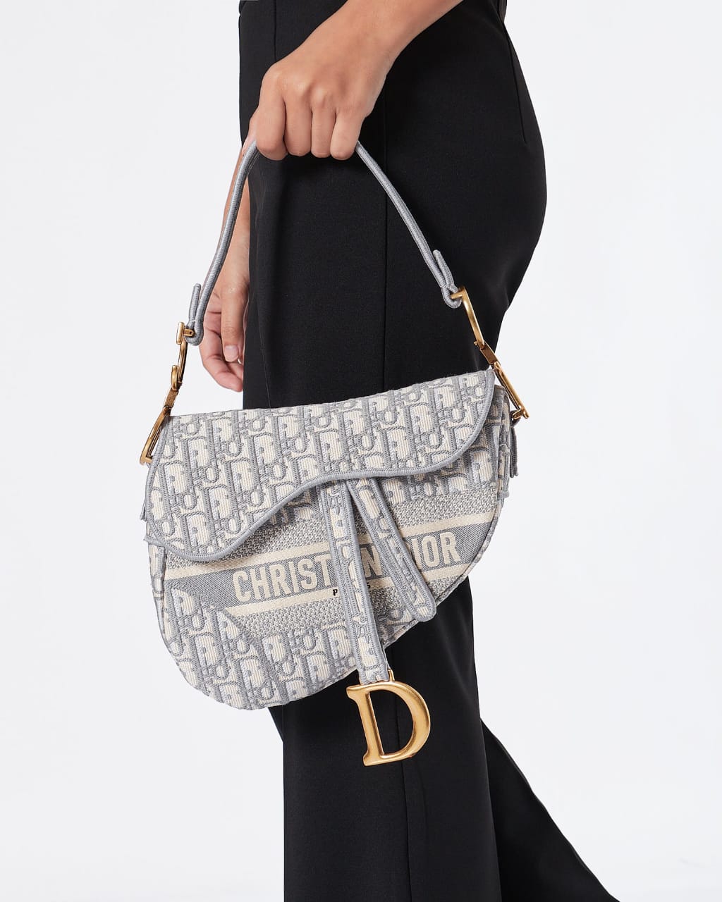Christian Dior  Oblique Embroidered Saddle Bag