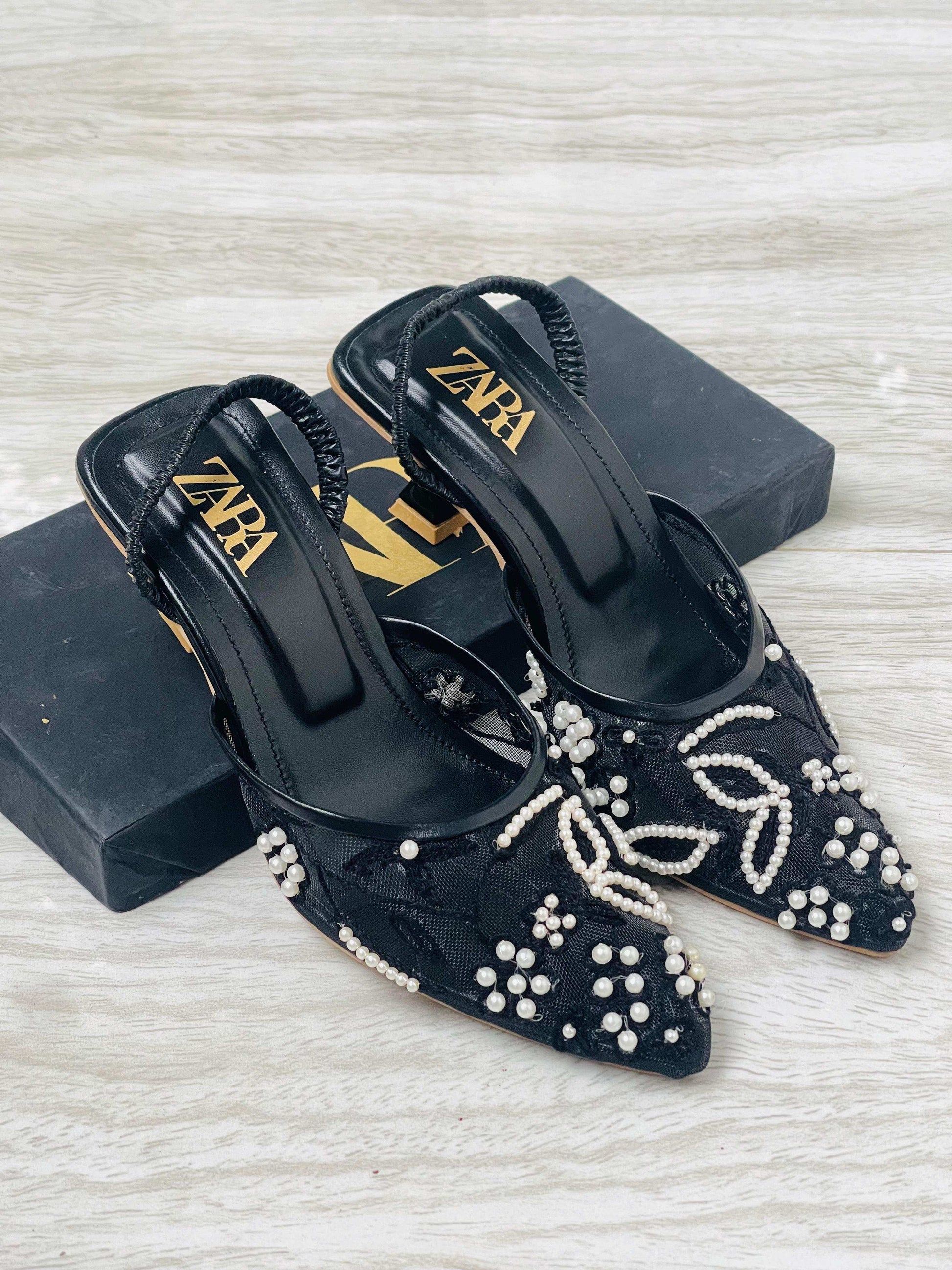 Z-A-R-A EMBROIDERED NET PUMPS