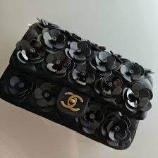 Fioure Camellia Floral Embellished Flap Bag — Quilted Leather with Gold Logo Hardware