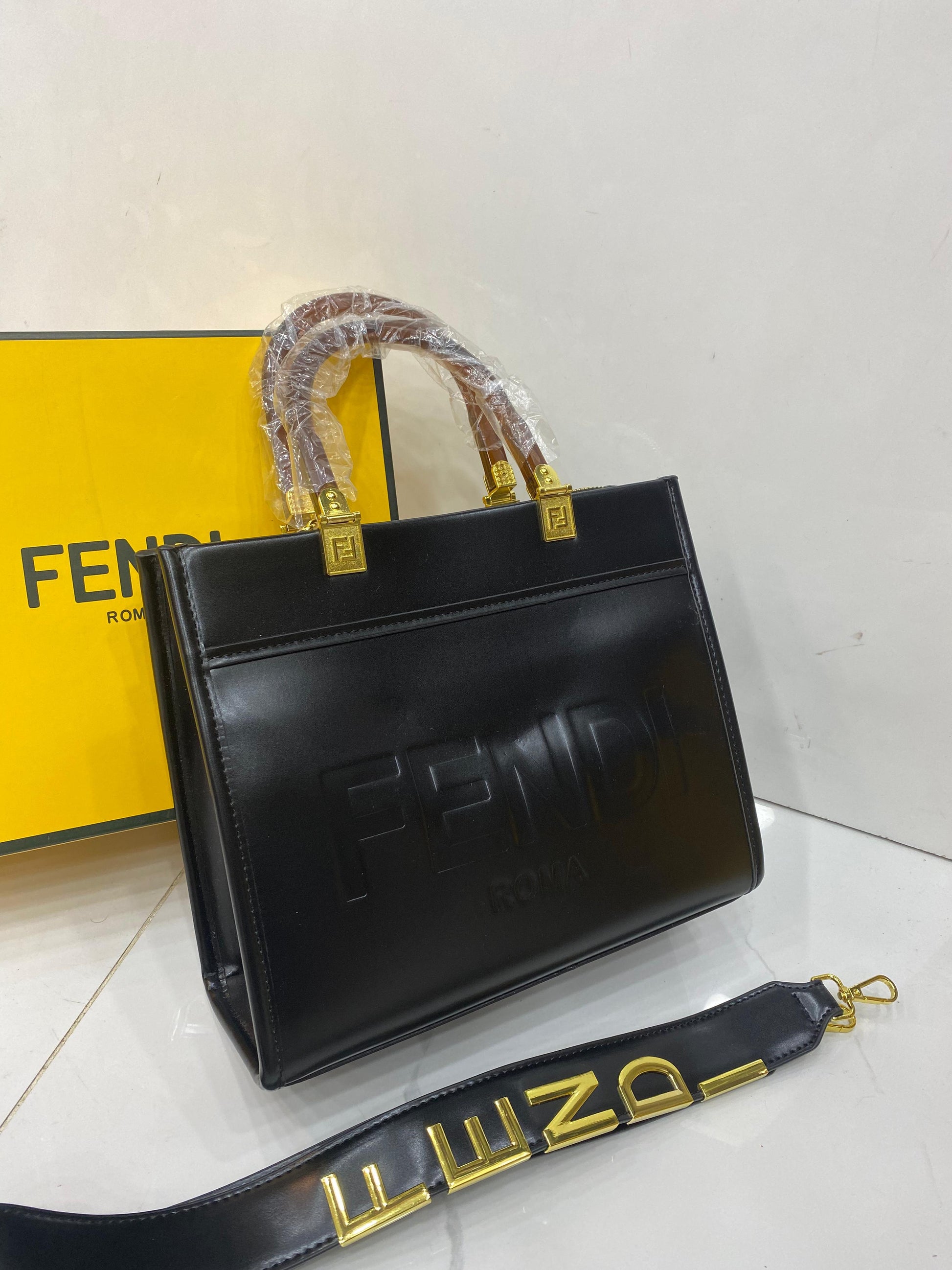 FENDI SUNSHINE SMALL PU LEATHER HANDBAG