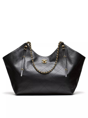 Fioure Maxi Quilted Calfskin Tote — CC Turn-Lock & Antique Gold Chain Straps