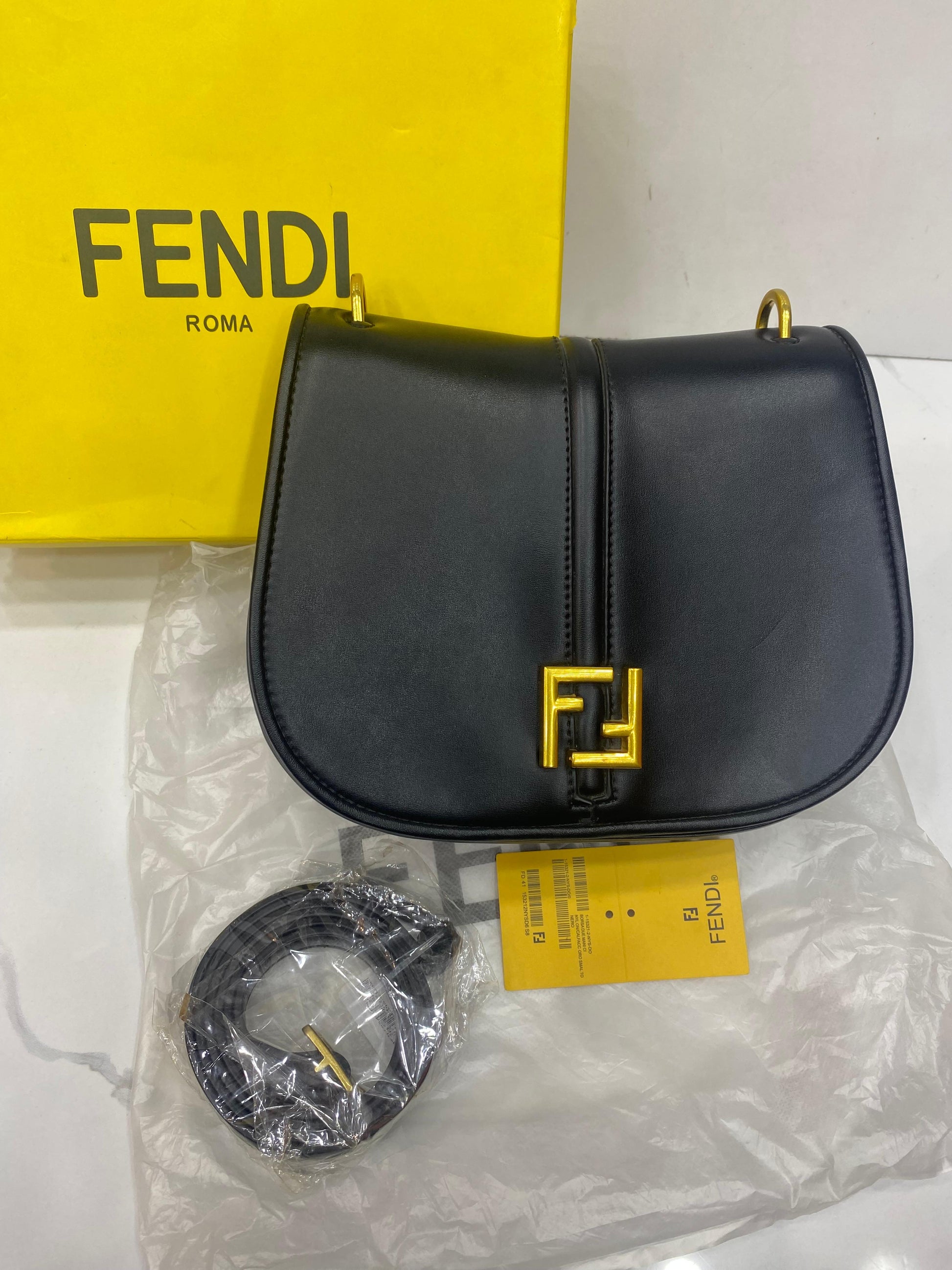 FENDI -medium C’mon leather cross body bag ( with Box )
