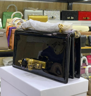 Fioure Skull Embossed Chain Bag — Crystal Hardware & Dual-Tone Chain Straps