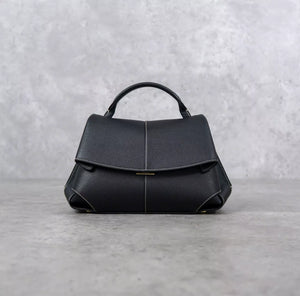 Fioure Structured Shoulder Bag — PU Leather with Contrast Stitching & Flap Closure
