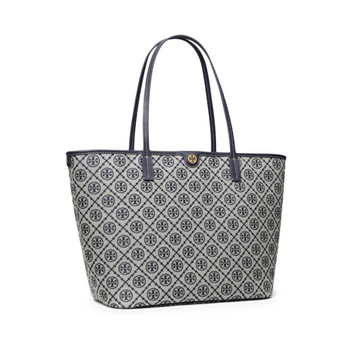 T Monogram Zip Tote Tory Navy - Stylish & Luxury Designer Tote Bag
