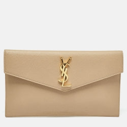 Y-S-L Beige Leather Uptown Clutch