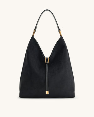 Fioure Soft Vegan Leather Hobo Bag — Drawstring Closure with Gold Hardware