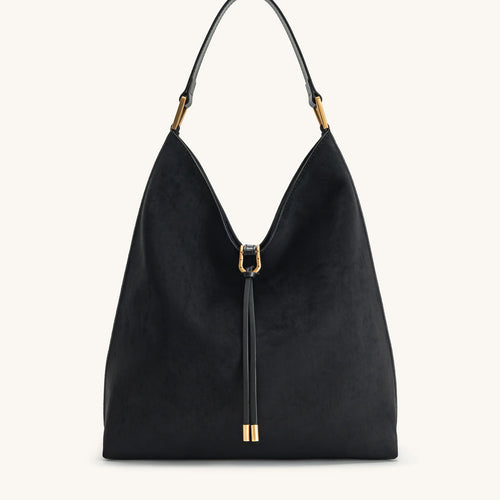 Fioure Soft Vegan Leather Hobo Bag — Drawstring Closure with Gold Hardware