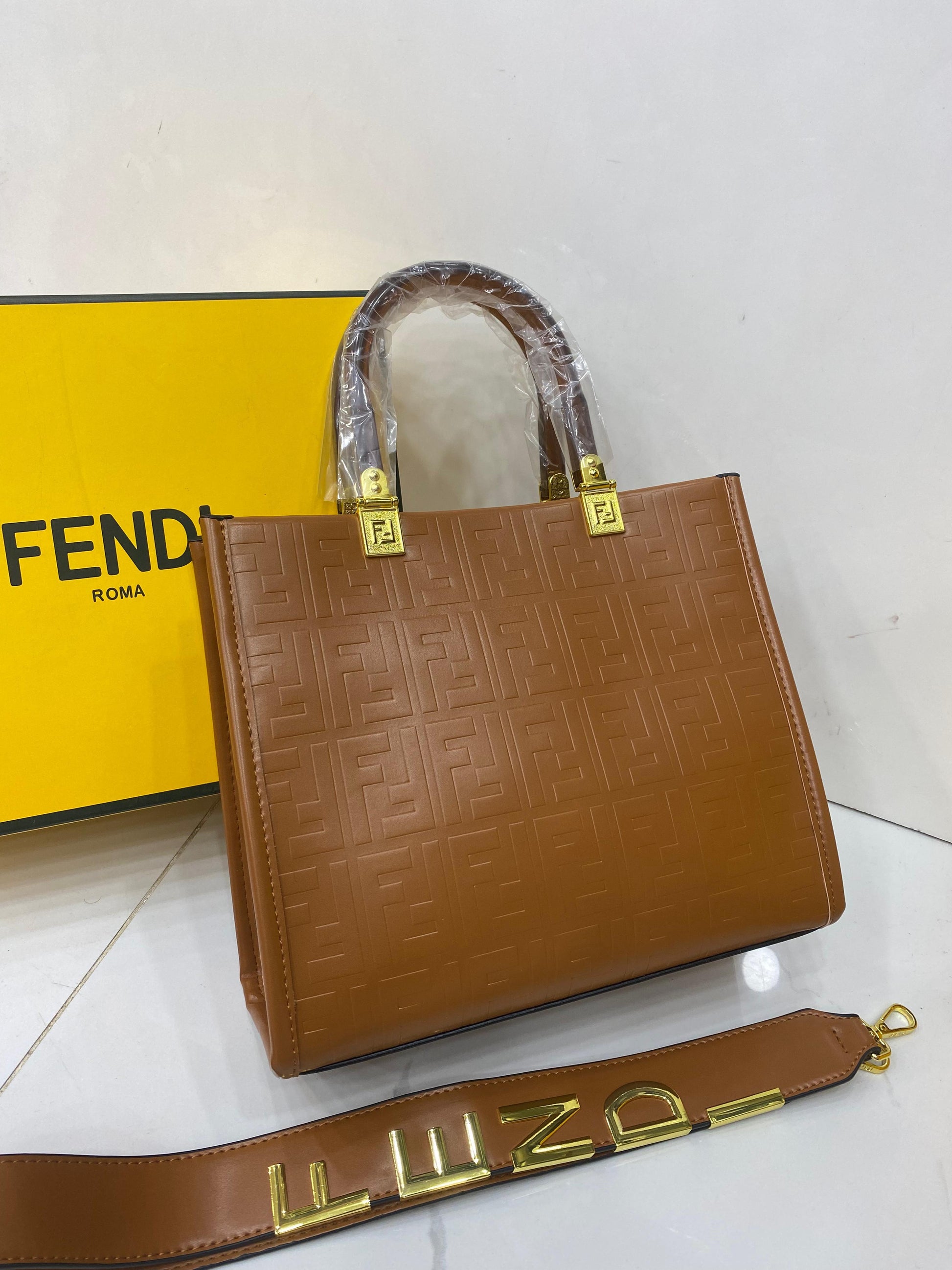 FENDI SUNSHINE SMALL PU LEATHER HANDBAG