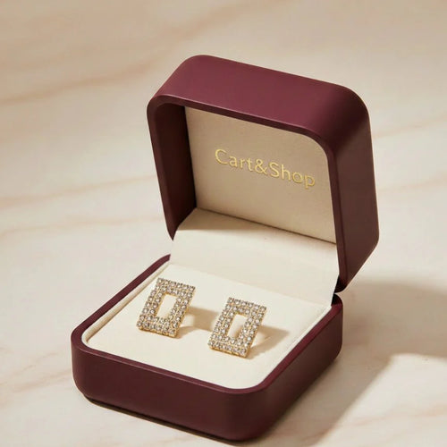 Fioure Luxury Geometric Zircon Stud Earrings — Brilliant-Cut Zircon in Sophisticated Gold Setting
