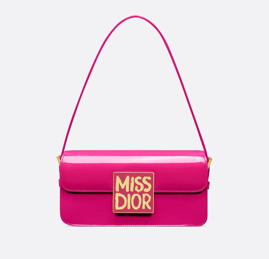 Miss Dior Patent Leather Calfskin Handbag Shoulder Bag with Golden Hardware