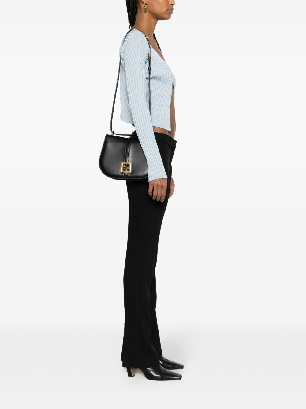 FENDI -medium C’mon leather cross body bag ( with Box )