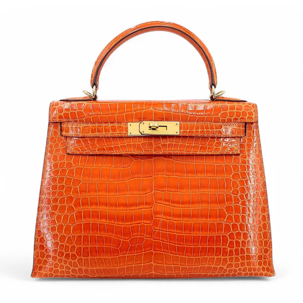 Authentic Hermès Medium Kelly Bag – Orange Togo Leather with Gold Hardware