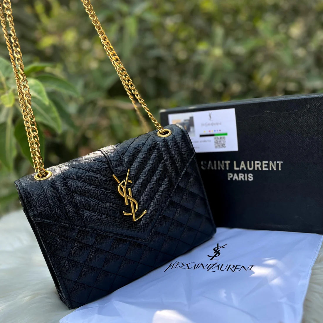 YSL Elite Black Flap Handbag | Premium Series