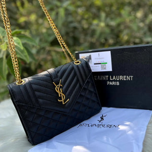 YSL Elite Black Flap Handbag | Premium Series