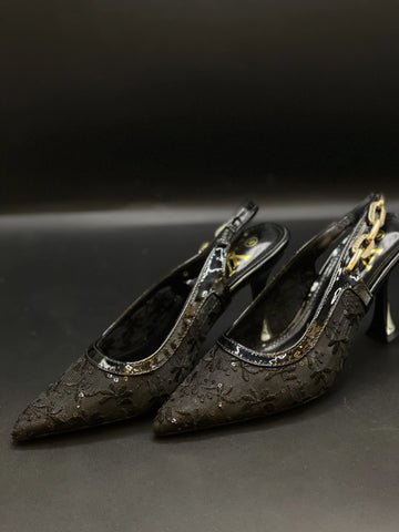 Fioure Heels — Embroidered & Pointed Toe in Heels