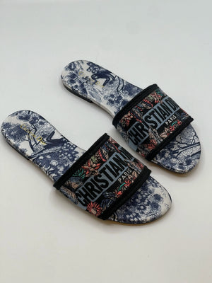 Fioure Slippers — Embroidered in White