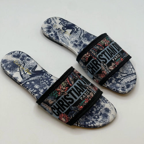 Fioure Slippers — Embroidered in White