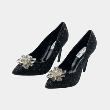 Fioure Covered Pointy Toe Pumps — Crystal Embellished & Pointed Toe in Crystal
