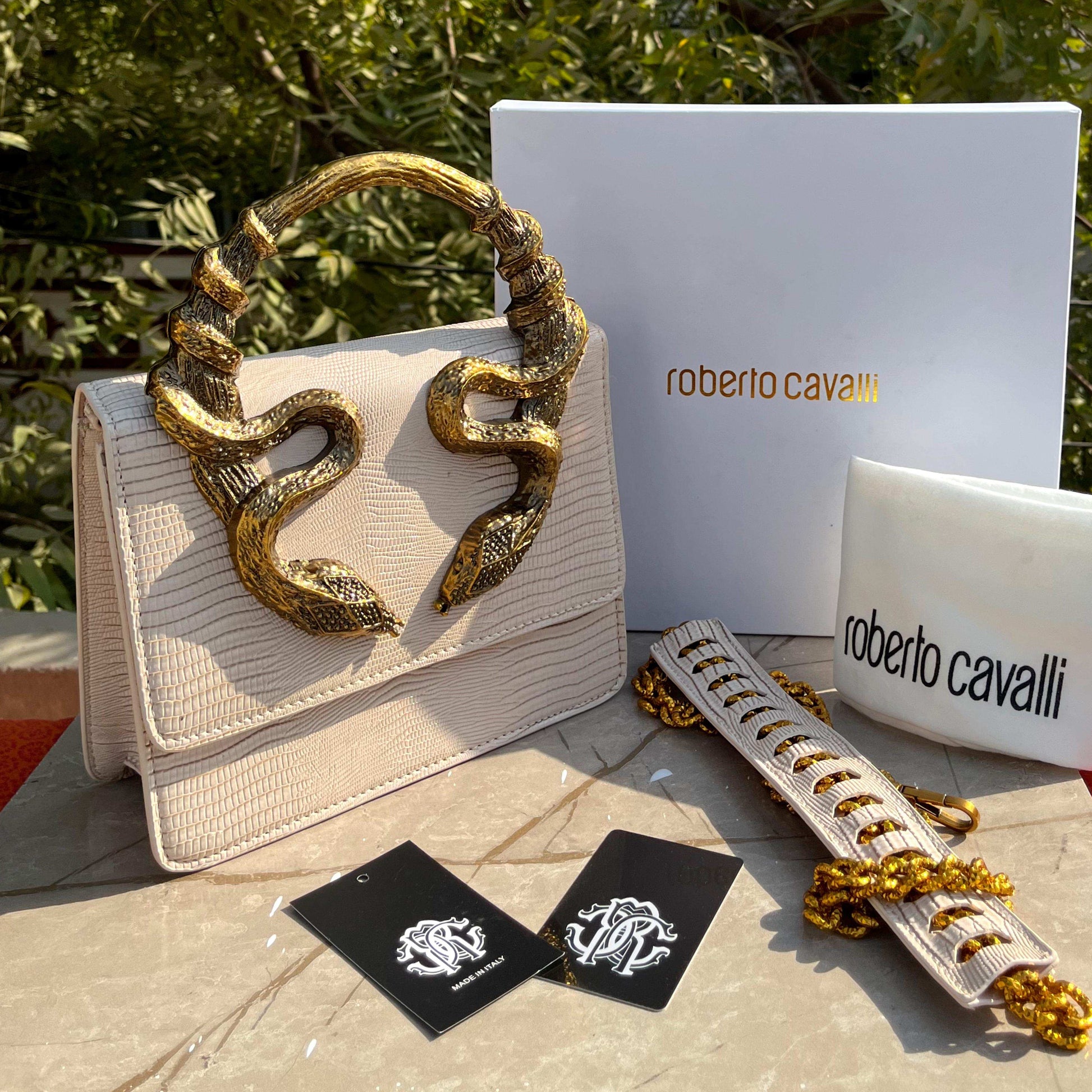 ROBERTO CAVALLI Borsa Bordeaux Con Serpenti