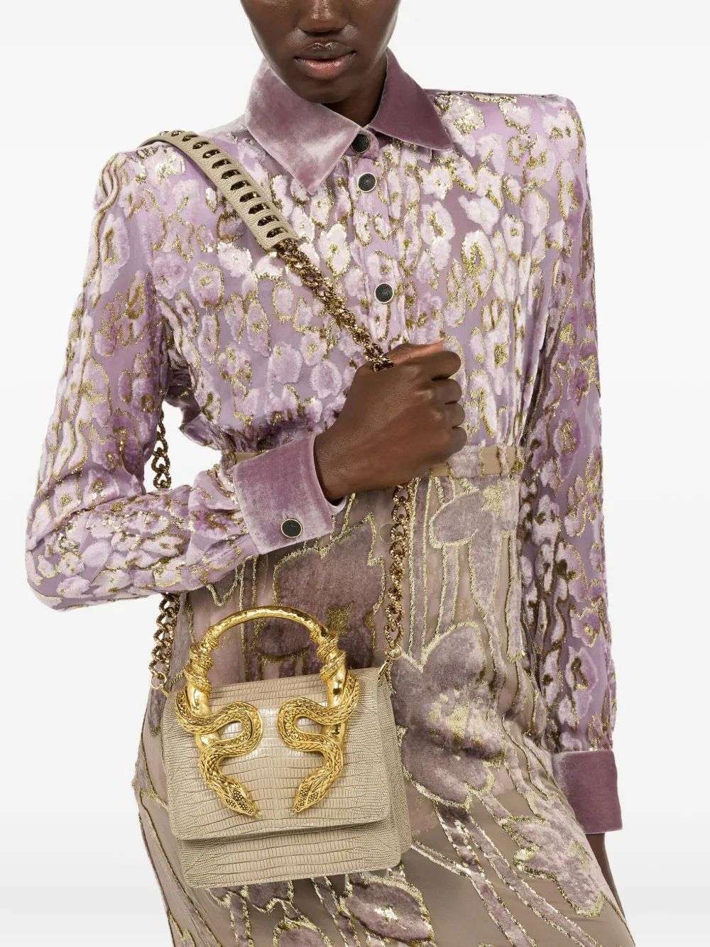 ROBERTO CAVALLI Borsa Bordeaux Con Serpenti