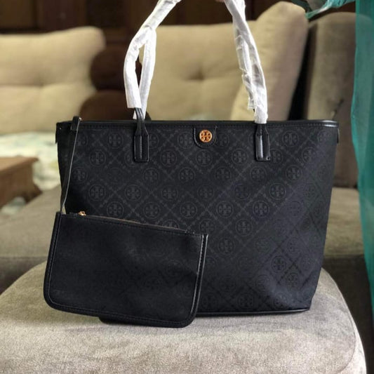T Monogram Zip Tote Tory Navy - Stylish & Luxury Designer Tote Bag