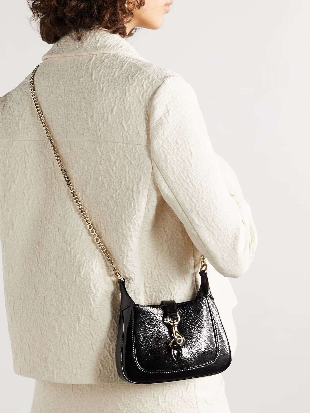 Gucci Jackie Notte Mini Crinkled Patent-Leather Shoulder Bag