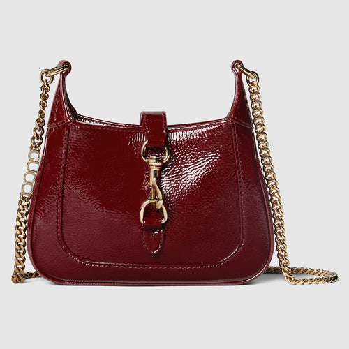 Fioure Jackie Notte Mini Crinkled Patent Leather Shoulder Bag — Iconic Clasp & Chain Strap