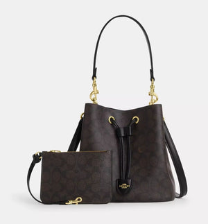 Fioure Rowan Canvas Bucket Bag — Drawstring Closure with Matching Pouch