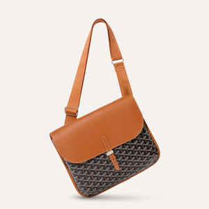 Fioure Goyardine Canvas Messenger Bag — Adjustable Crossbody with Palladium Hardware