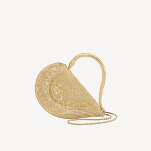 Fioure Serpenti Cuore Half-Moon Top Handle Bag — Gold Snake Handle & Chain Strap