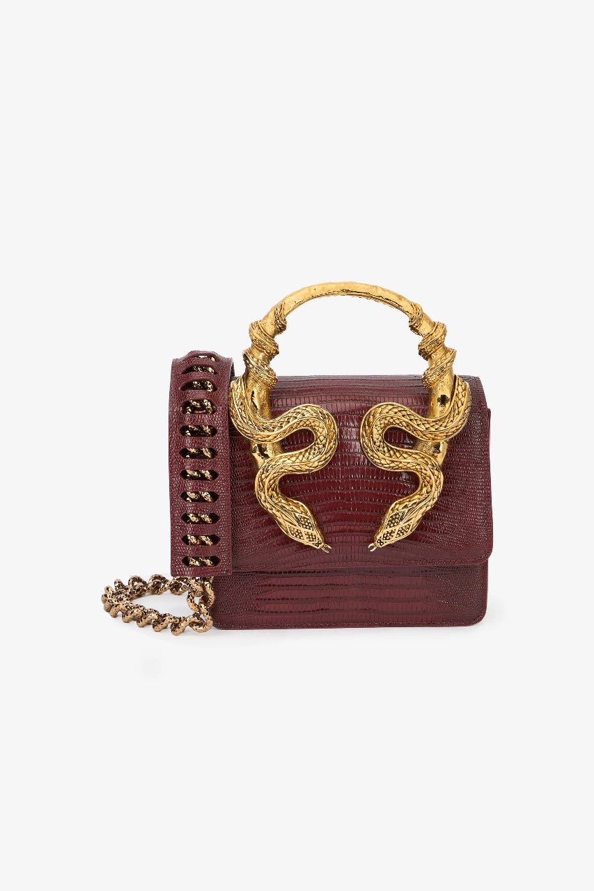 ROBERTO CAVALLI Borsa Bordeaux Con Serpenti