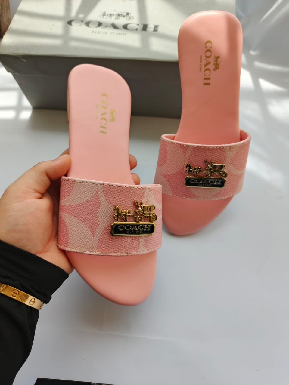 COH Pink Flat Slipper - hand held view