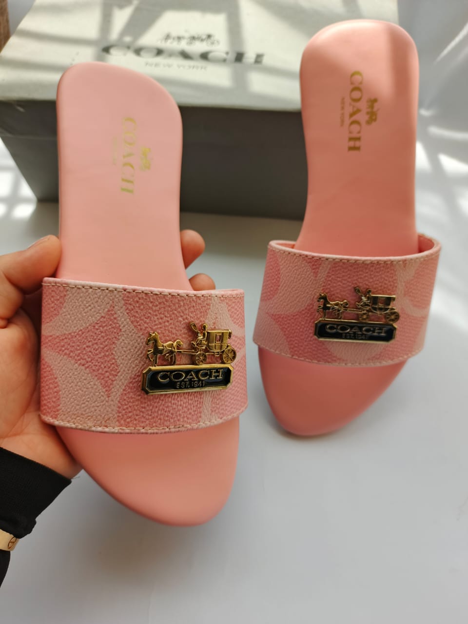 COH Pink Flat Slipper - top view pair