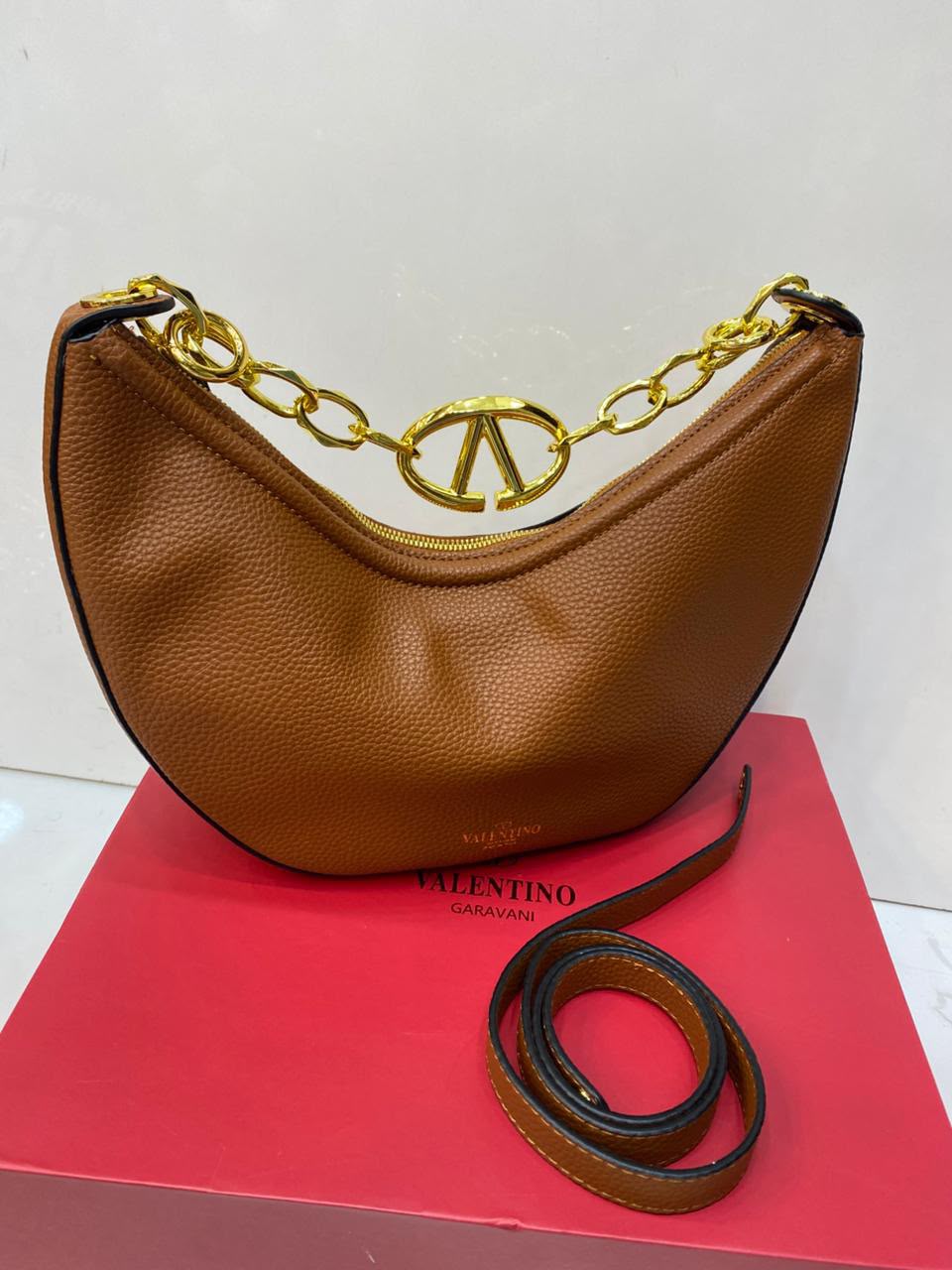 VLTN Vlogo Moon Medium Hobo Bag - Black with measurements