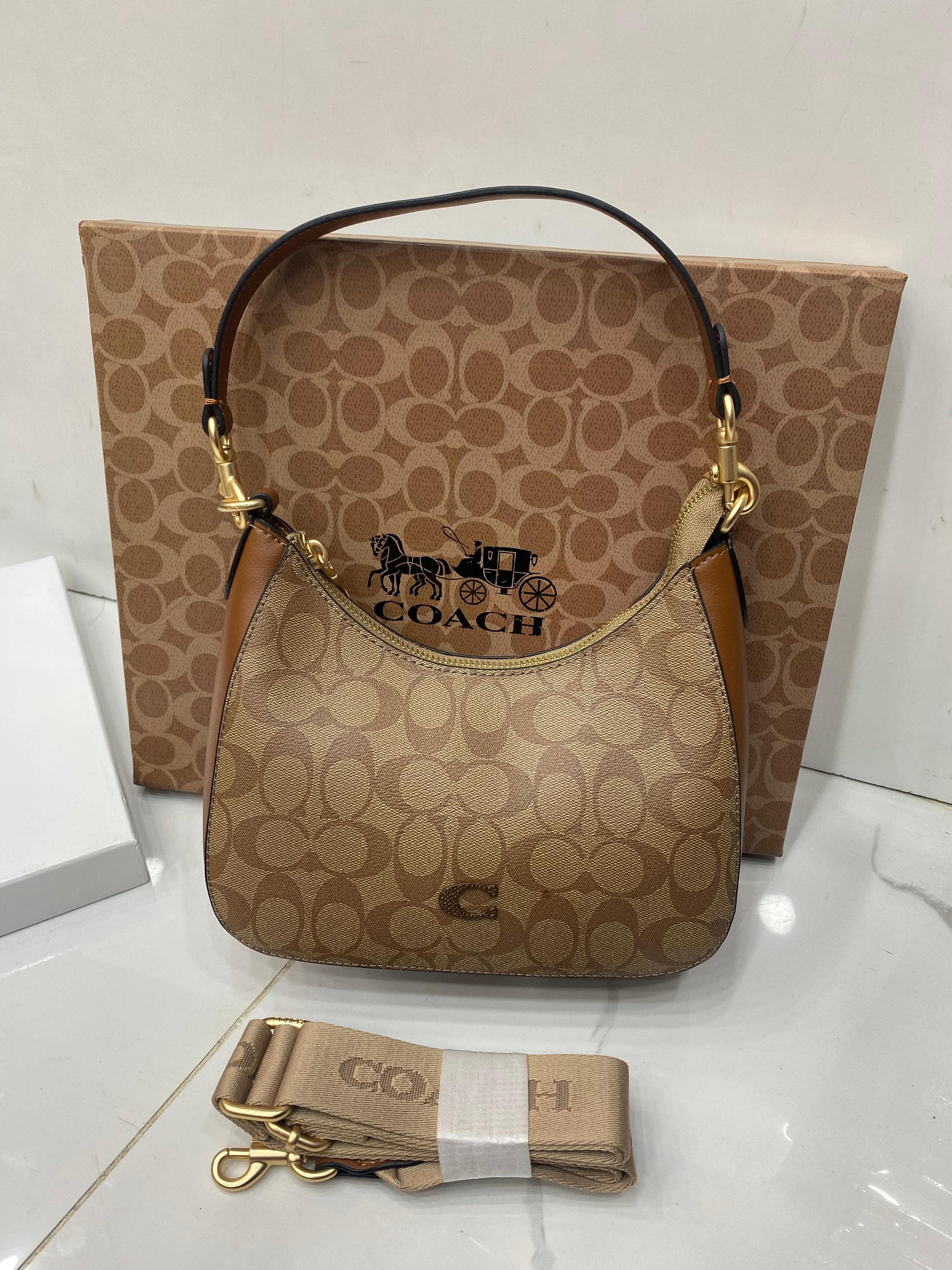 COH Teri Shoulder Bag - khaki/tan front view
