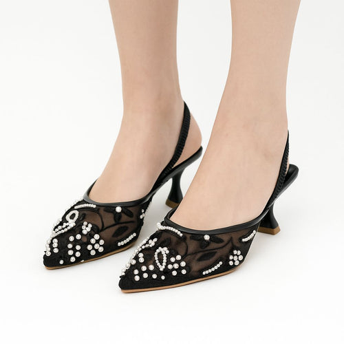 Z-A-R-A EMBROIDERED NET PUMPS