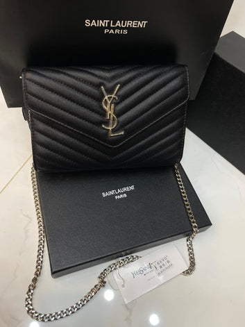 Saint Laurent YSL Envelope Bag - Quilted Caviar Leather with Chain Strap