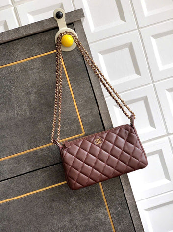 Chanel 25A Double Chain Bag - Caviar Leather with Gold Hardware