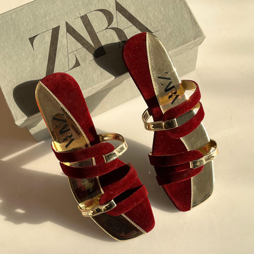 Fioure Metallic Strap Square Toe Flat Slippers