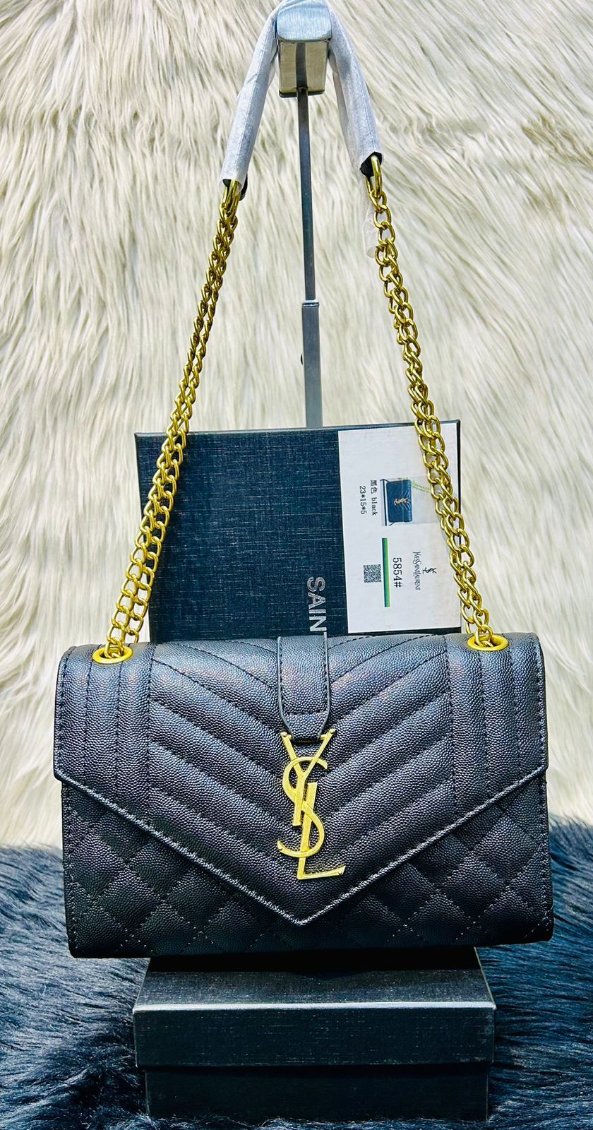 YSL Elite Black Flap Handbag | Premium Series
